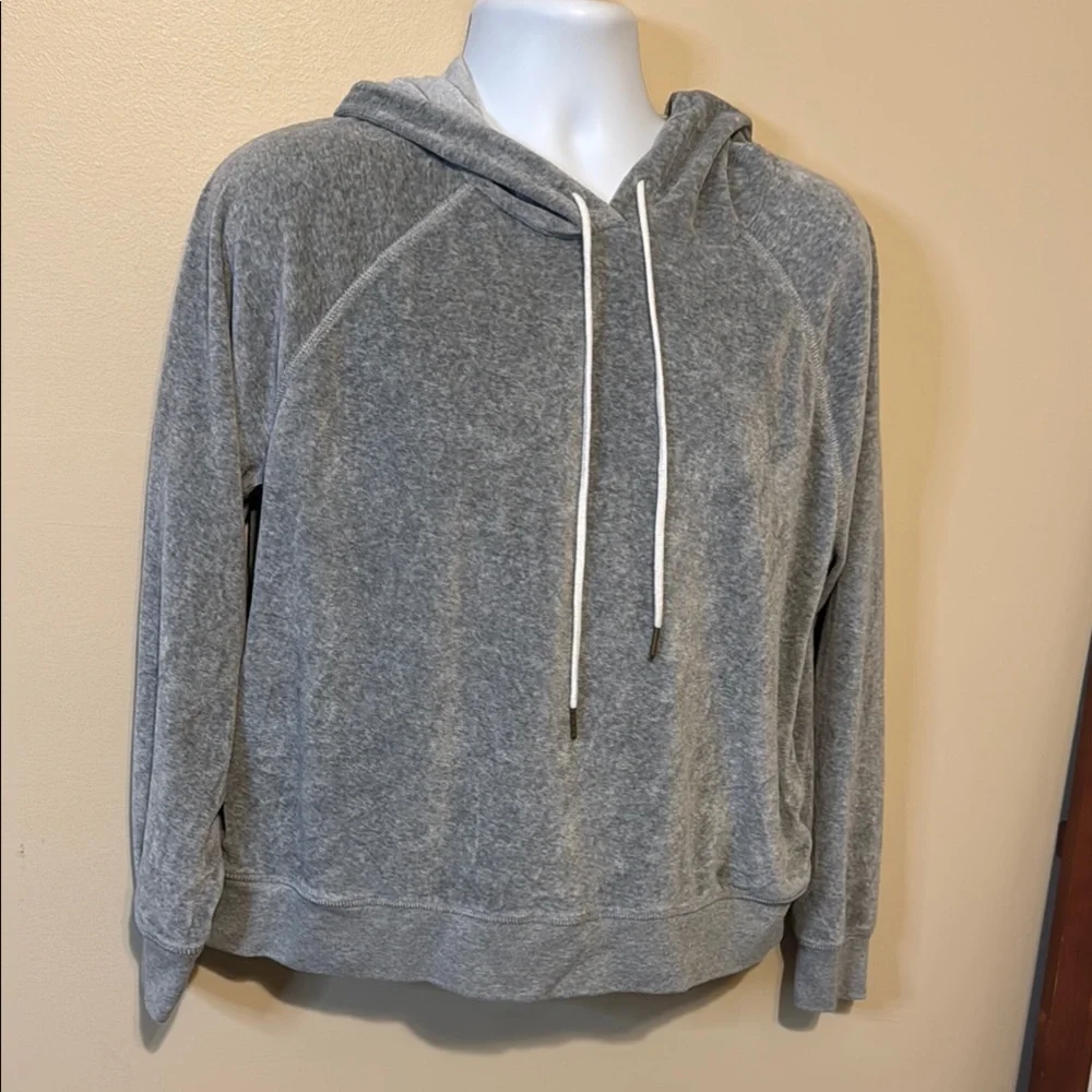 J. Crew Gray Pullover Hoodie with White Stitching - Picture 2 of 9